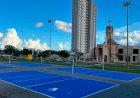 Secretaria de Esporte de Chapadão do Sul revitaliza quadras de vôlei na Praça de Eventos e inicia pintura de outras modalidades