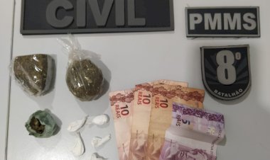EM AÇÃO CONJUNTA, POLÍCIAS CIVIL E MILITAR, PRENDEM JOVEM E APREENDE DOIS ADOLESCENTES POR TRÁFICO DE DROGAS EM TAQUARUSSU