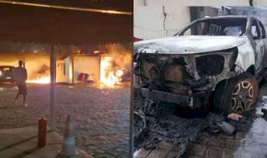 Caminhonete pega fogo, atinge gerador e causa explosão em Coxim
