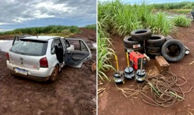 Homens suspeitos de furtar usina em Goiás são presos após atolarem o veículo em canavial