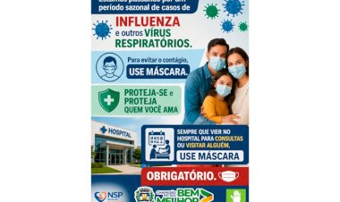 Prefeitura reforça orientação sobre uso de máscara e atendimento correto diante do aumento de casos de influenza e vírus respiratórios