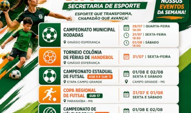 Prefeitura Municipal de Chapadão do Sul divulga agenda esportiva da semana com competições locais e regionais