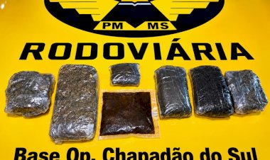 PMR de Chapadão do Sul prende mulher com de 1,3 kg de Haxixe na MS 425