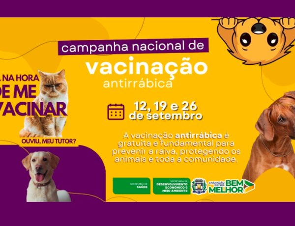 Neste sábado (12) começa a campanha de vacinação antirrábica em cães e gatos de Chapadão do Sul