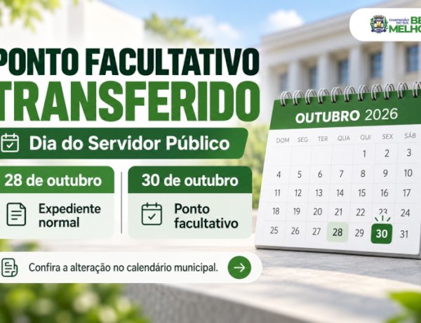Prefeitura de Chapadão do Sul transfere ponto facultativo do Dia do Servidor Público para 30 de outubro