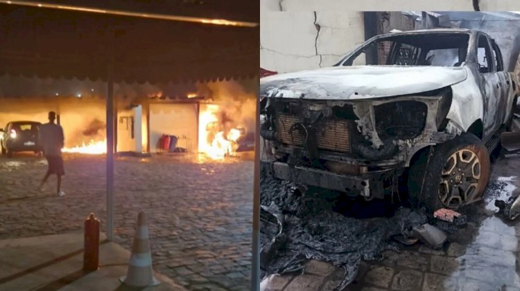 Caminhonete pega fogo, atinge gerador e causa explosão em Coxim
