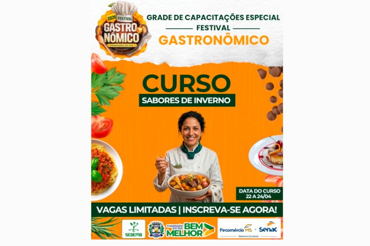 Prefeitura de Chapadão do Sul abre Inscrições para o curso “Sabores do Inverno: Caldos e Cremes”